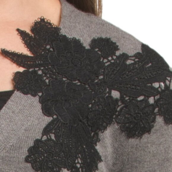 NVLT Button Front Cardigan With Lace Trim - Picture 3 of 5